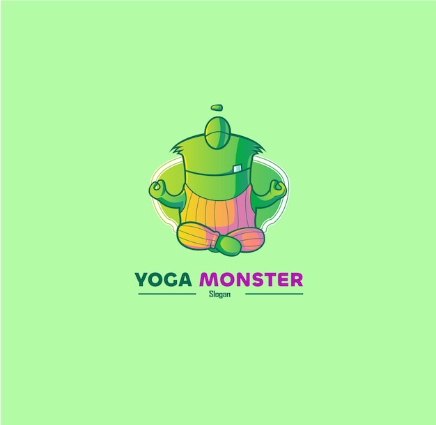 Yoga monster vector logo ontwerpsjabloon