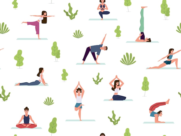 Yoga naadloze patroon naadloze illustratie