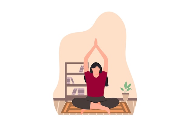 Yoga-oefening Flat Design Illustratie