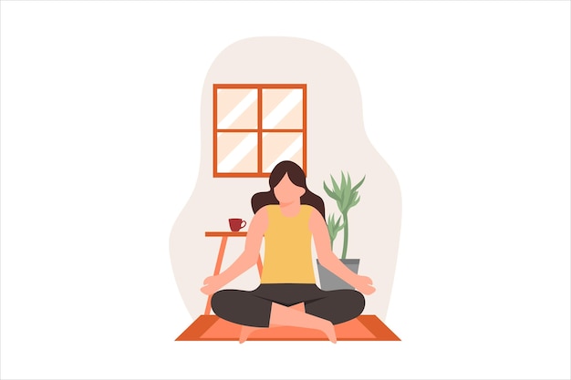 Yoga-oefening Flat Design Illustratie