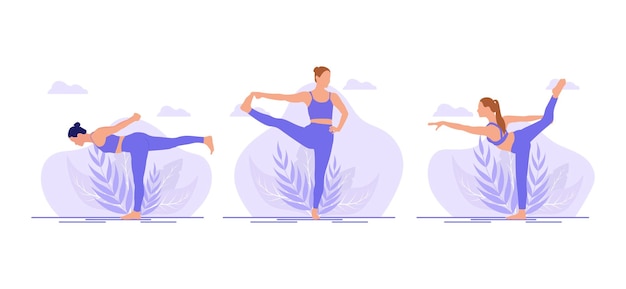 Yoga Oefening Platte Bundel Ontwerp Illustratie