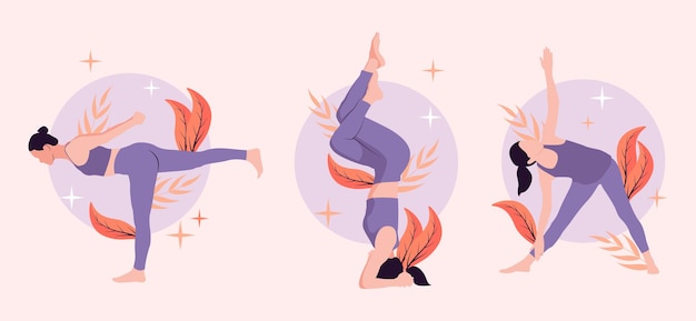 Yoga Oefening Platte Bundel Ontwerp Illustratie