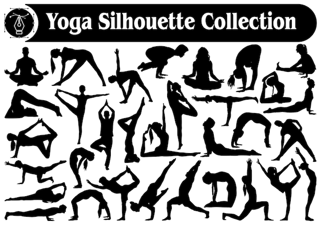 Yoga of oefening silhouetten Vector collectie