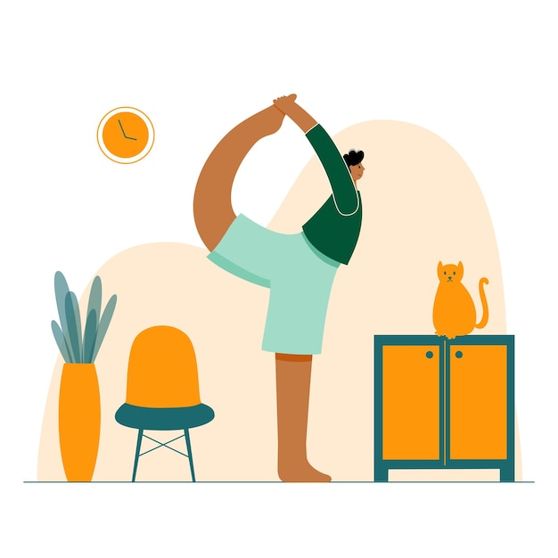 Vector yoga platte vectorillustratie gezonde levensstijl