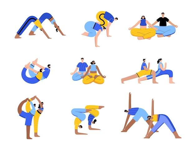 Yoga platte vectorillustratie Gezonde levensstijl