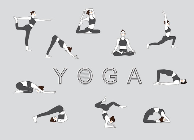 Yoga pose en meditatie vectorillustratie