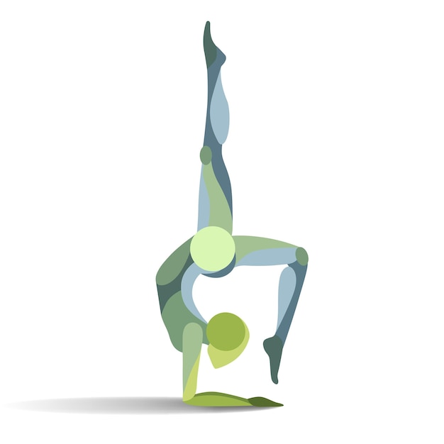 Yoga pose gymnastiek acrobatiek gladde vormen vector silhouet van flexibele atletische meisje asana's