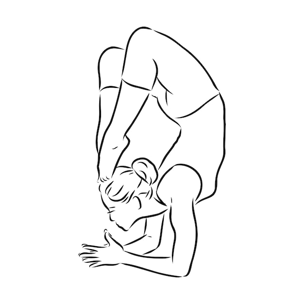 Yoga pose. line drawing. healthy life concept -vector illustration