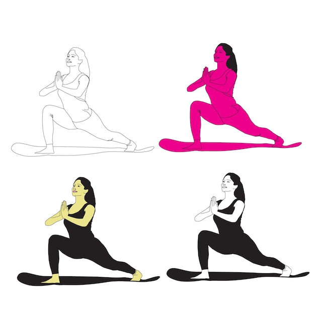 Vector yoga pose line vector illustration