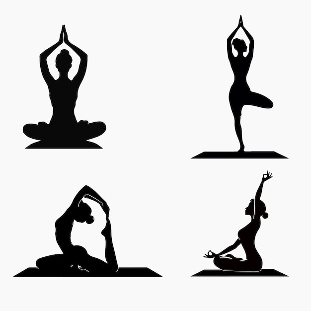 Vettore silhouette di postura di yoga