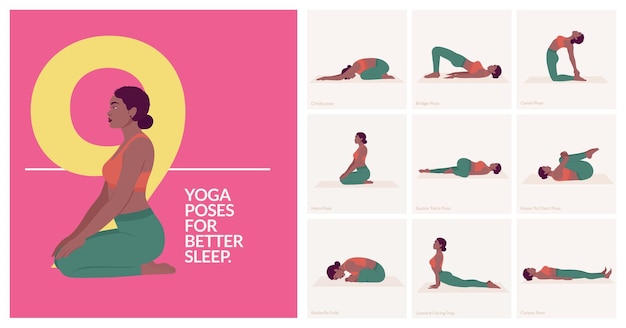 Yoga poses For better sleep  Young woman practicing Yoga poses