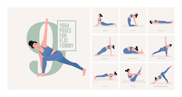 Yoga poses For Flat Tummy Young woman practicing Yoga poses