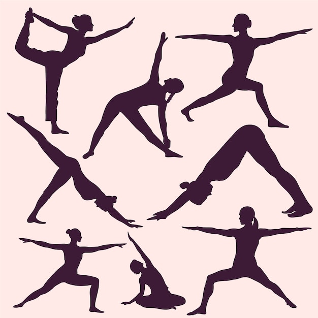 Yoga poses silhouettes