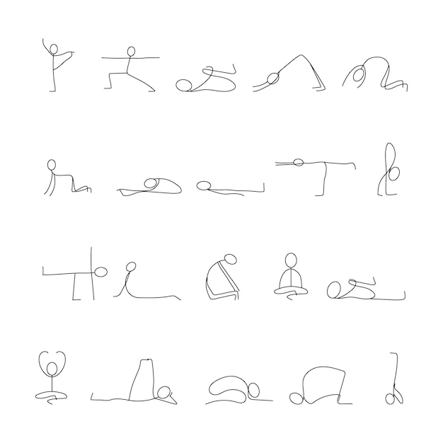 Lo yoga pone la figura stilizzata vettore di linea