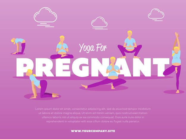 Yoga for pregnant template with people