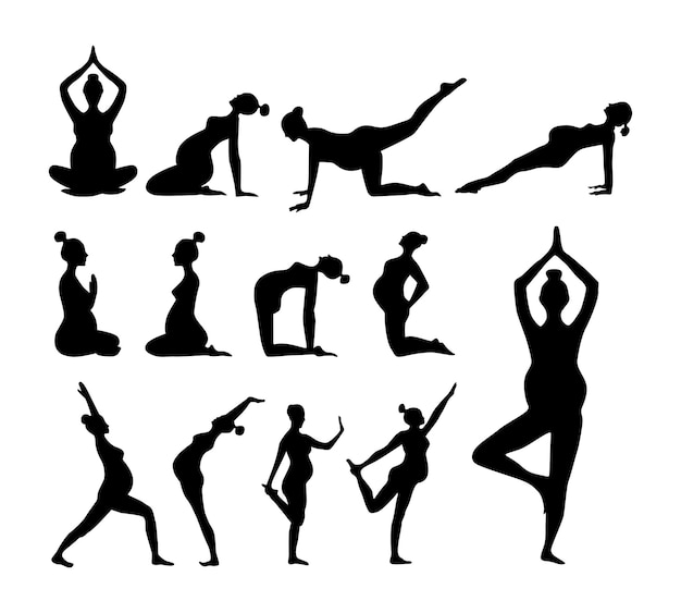 Premium Vector | Yoga for pregnant women vector silhouette