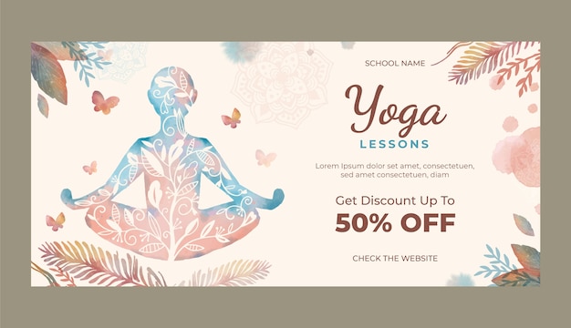 Vector yoga retreat horizontal banner template