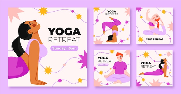 Yoga retreat instagram posts template