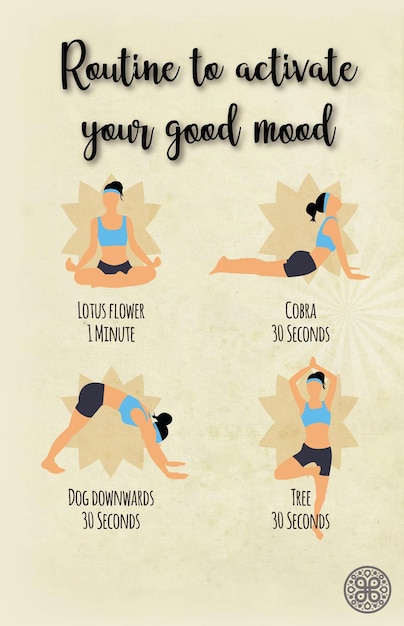 Vettore routine di yoga per attivare il buon umore