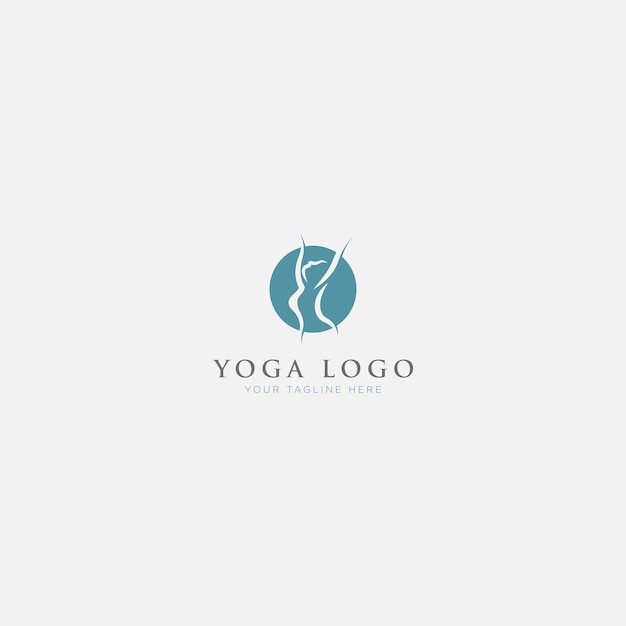 Vector yoga silhouette and line art logo healthy