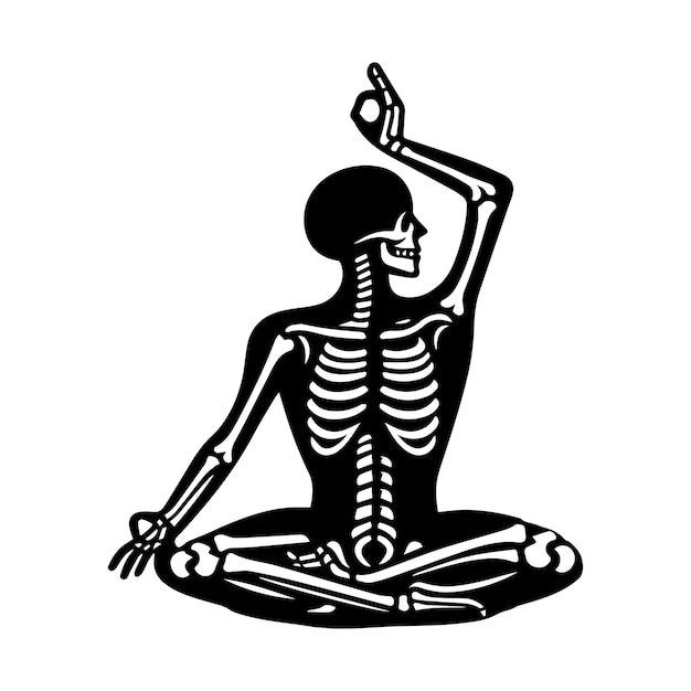 Yoga skeleton in a pose silhouette