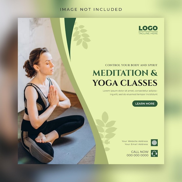 Vector yoga social media post or web banner template