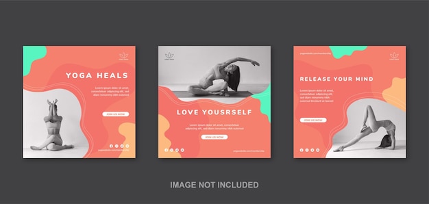 Banner di poster per social media di yoga per modello di marketing