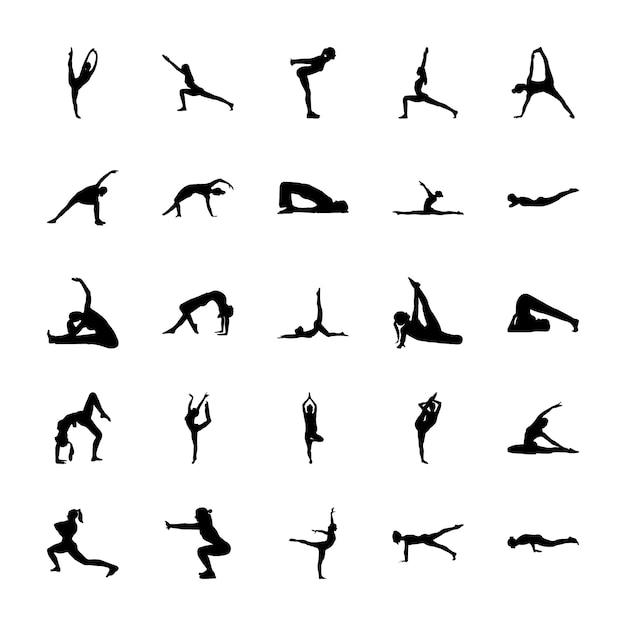 Yoga solide pictogrammen pack