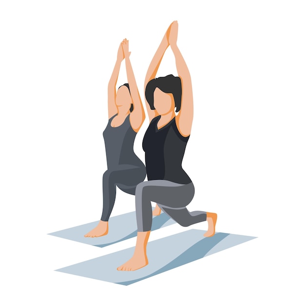 Yoga sports illustration design, girl is concentrating