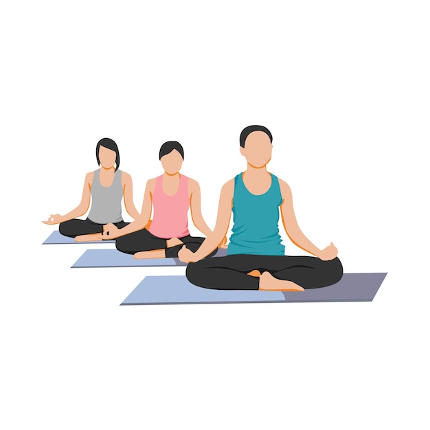 yoga sports illustration design, girl is concentrating