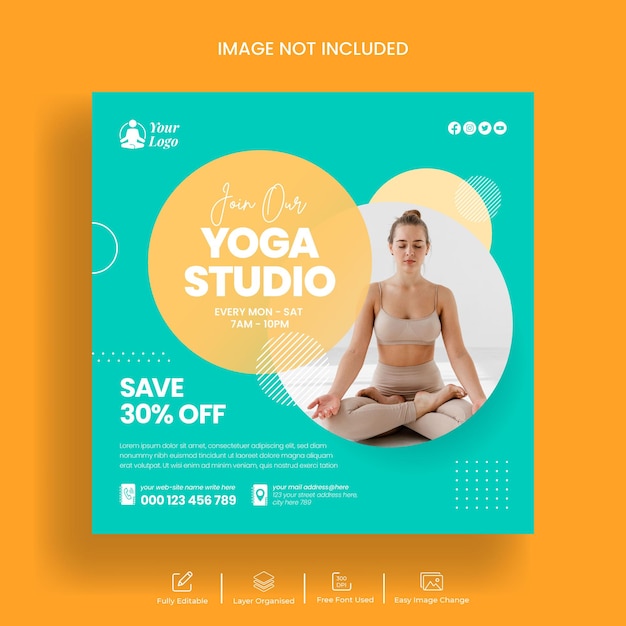 Vector yoga studio instagram post en facebook post sjabloonontwerp