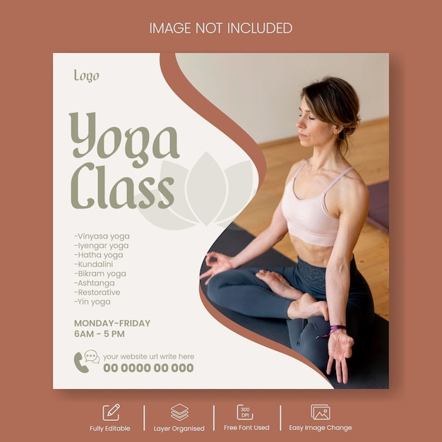 Yoga studio Instagram post and social media banner template design