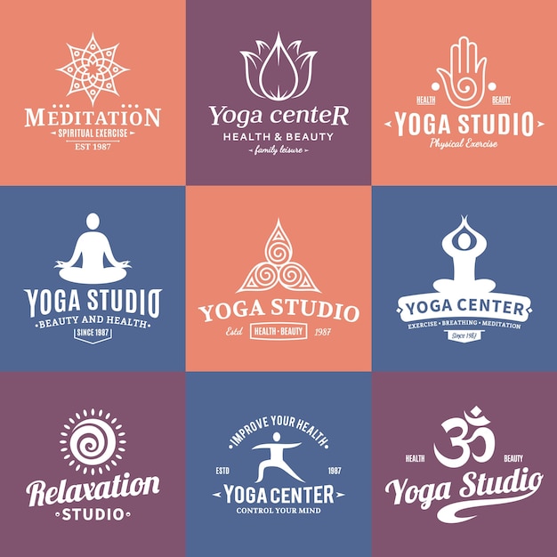 Yoga studio labels icons and design elements