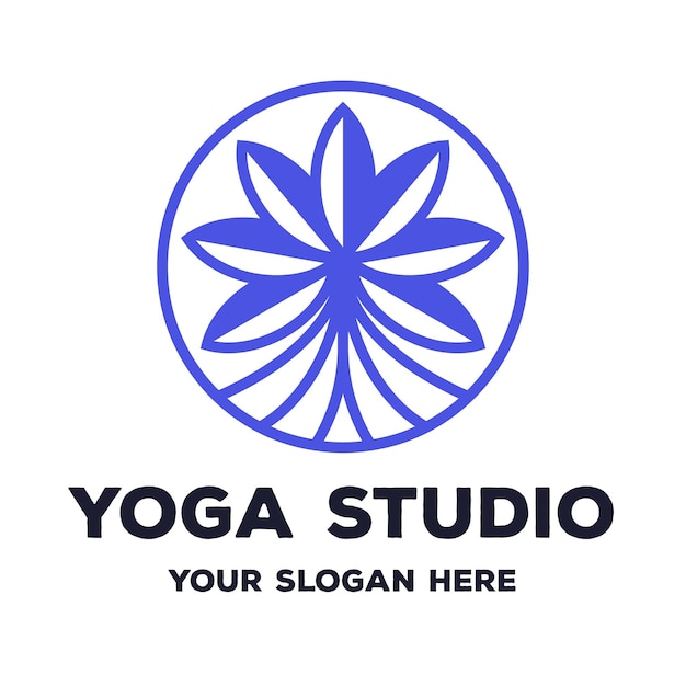 Yoga studio logo consisting of flower line styl