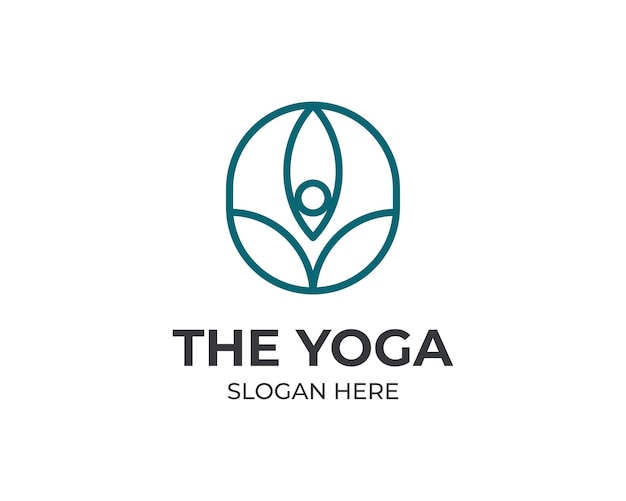 Vector yoga studio logo wellness gezondheid spa lijn pictogram meditatie symbool zen harmonie evenwicht teken vectorillustratie