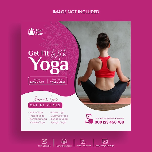 Yoga studio social media banner en Facebook postsjabloon
