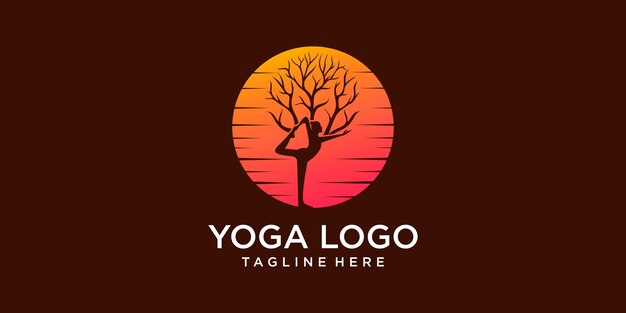 Elemento di disegno del logo dell'icona del sole di yoga