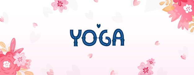 Yoga tekstlabel met hartjes en bloemen