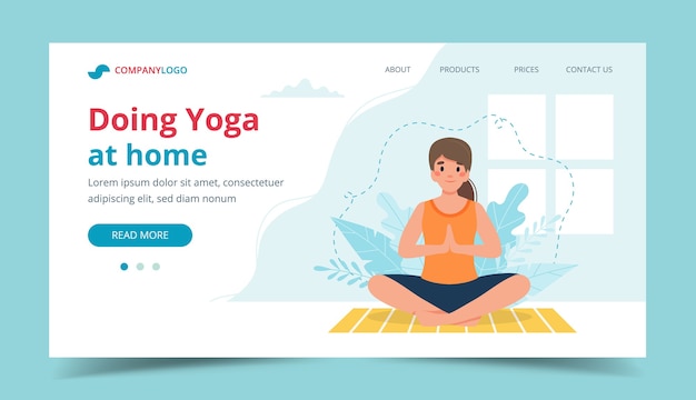 Yoga thuis sjabloon illustratie