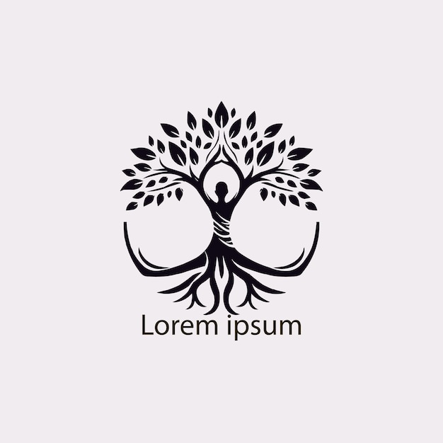 Vector a yoga tree logo design