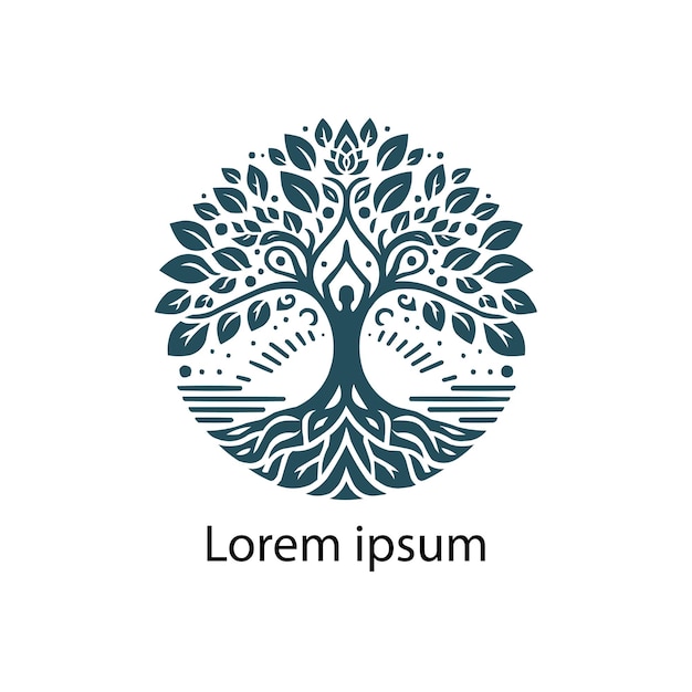 a yoga tree logo on white background