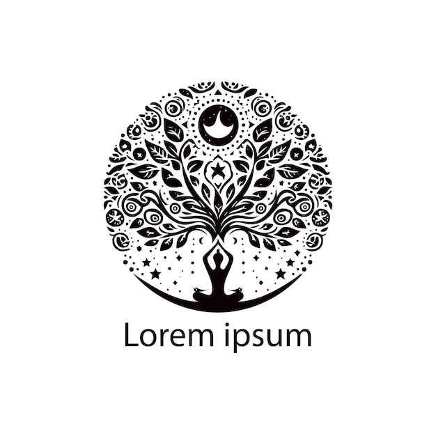 a yoga tree logo on white background