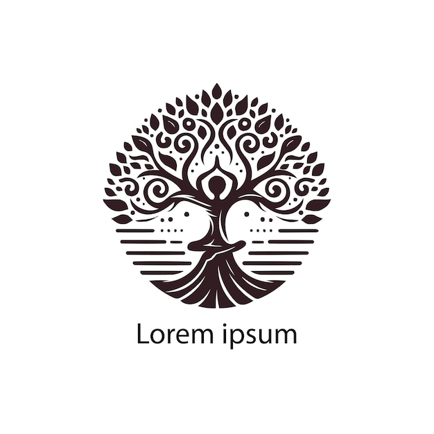 a yoga tree logo on white background