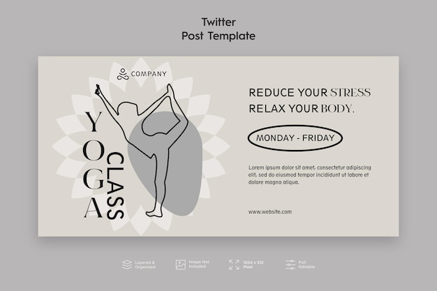 Modello di post su twitter di yoga