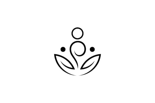 Yoga vector illustratie logo-ontwerp met natuurlijke bladvariatie
