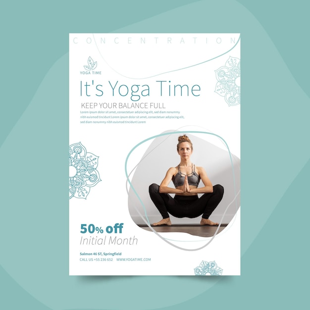 Vector yoga vertical flyer template