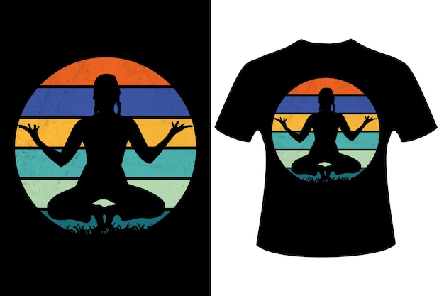Yoga vintage t-shirtontwerp Premium Vector