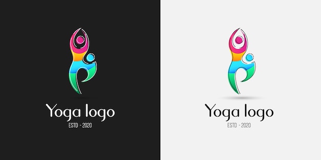 Yoga vormen kleurrijk logo ontwerpconcept