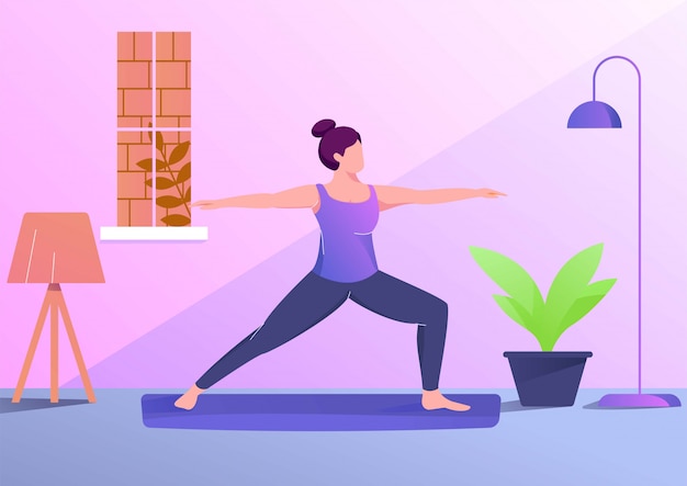 Sport dell'illustrazione della donna di yoga nella sala