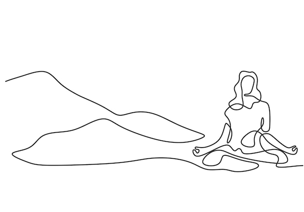 yoga woman one line drawing